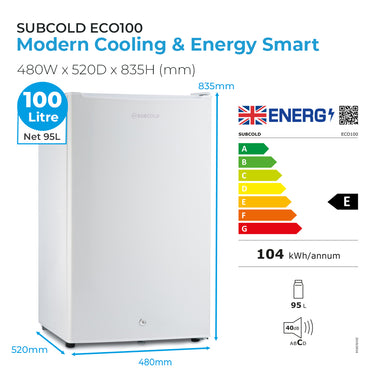 Subcold Eco100 LED Under Counter Fridge - White | Refurbished
